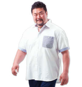 大きいサイズ メンズ Mc.S.P (エムシーエスピー) 異素材使いオックス半袖シャツ