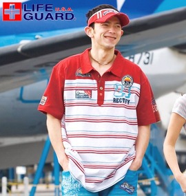 大きいサイズ メンズ LIFE GUARD (ライフガード) ボーダーポロシャツ半袖