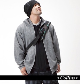 大きいサイズ メンズ COLLINS (コリンズ) ジップパーカー+VTシャツ(半袖）