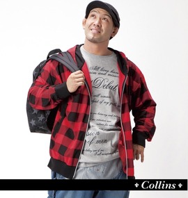 大きいサイズ メンズ COLLINS (コリンズ) ジップパーカー+Tシャツ(半袖)