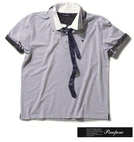 大きいサイズ メンズ Pincponc (ピンクポンク) ネクタイ付ポロシャツ(半袖)