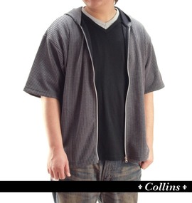 大きいサイズ メンズ COLLINS (コリンズ) ジップパーカー+VTシャツ半袖