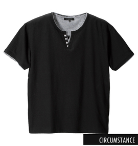 大きいサイズ メンズ CIRCUMSTANCE (サーカムスタンス) フェイクレイヤード半袖Tシャツ