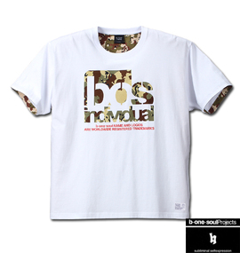 大きいサイズ メンズ b-one-soul (ビーワンソウル) カモフラロゴ半袖Tシャツ