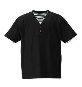 大きいサイズ メンズ Mc.S.P (エムシーエスピー) フェイクレイヤードYヘンリー半袖Tシャツ