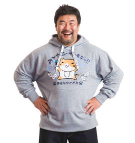 大きいサイズ メンズ NECOBUCHI-SAN (ネコブチサン) 裏毛耳付サガラ刺繍プルパーカー