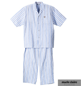 大きいサイズ メンズ marie claire homme (マリクレールオム) ストライプ半袖パジャマ