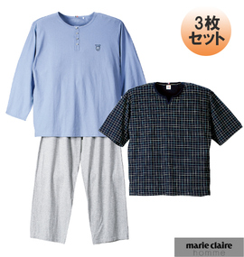 大きいサイズ メンズ marie claire homme (マリクレールオム) 半袖Tシャツ+長袖ヘンリーTシャツ+パンツ