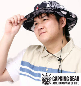 大きいサイズ メンズ CAPKING BEAR (キャップキングベア) リーフ柄アドベンチャーハット