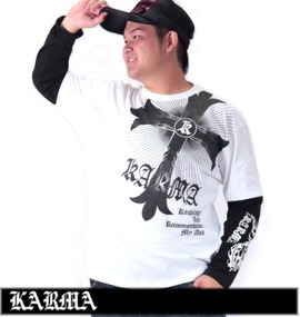 大きいサイズ メンズ KARMA (カルマ) フェイクレイヤードTシャツ