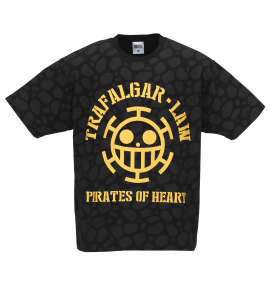 大きいサイズ メンズ ONE PIECE (ワンピース) ハートの海賊団 トラファルガー・ロー 総柄半袖Tシャツ