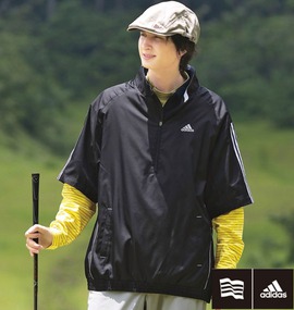 大きいサイズ メンズ adidas golf (アディダスゴルフ) ジップウィンドブレーカー(半袖）