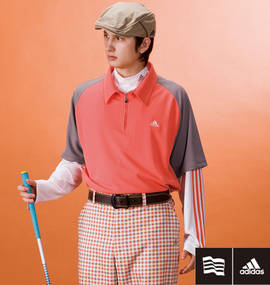 大きいサイズ メンズ adidas golf (アディダスゴルフ) ジップシャツ(半袖)+ハイネックT