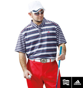 大きいサイズ メンズ adidas golf (アディダスゴルフ) グラデーションボーダーB.D半袖ポロシャツ
