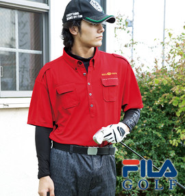 大きいサイズ メンズ FILA GOLF (フィラゴルフ) ベア鹿の子半袖シャツ+ハイネック長袖Tシャツ