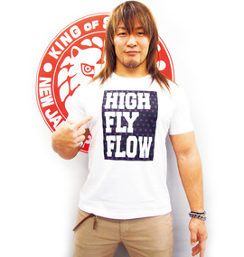 大きいサイズ メンズ 新日本プロレス (シンニホンプロレス) 棚橋選手HIGH FRY FLOW柄半袖Tシャツ
