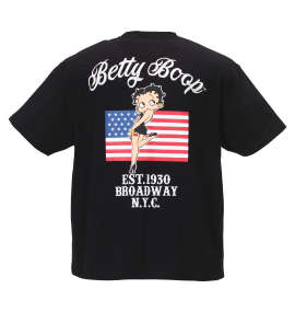 大きいサイズ メンズ BETTY BOOP (ベティ ブープ) プリント&刺繍アメリカンフラッグ半袖Tシャツ