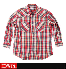 大きいサイズ メンズ EDWIN (エドウィン) チェックウエスタンシャツ