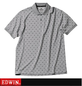 大きいサイズ メンズ EDWIN (エドウィン) スカル柄鹿の子ポロシャツ(半袖)