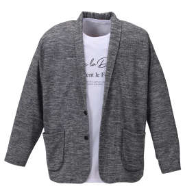 大きいサイズ メンズ launching pad (ランチングパッド) スラブ杢ワッフルショールジャケット+半袖Tシャツ