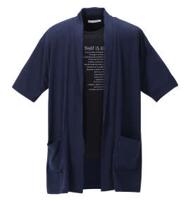 大きいサイズ メンズ launching pad (ランチングパッド) 五分袖コーディガン+半袖Tシャツ