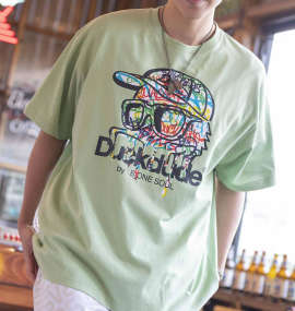 大きいサイズ メンズ b-one-soul (ビーワンソウル) DUCK DUDEメルトグラフィティー半袖Tシャツ