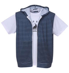 COLLINS メッシュボーダーノースリーブフルジップパーカー+半袖Tシャツ