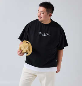 大きいサイズ メンズ launching pad (ランチングパッド) アムンゼンツイル裾フェイクレイヤード半袖Tシャツ
