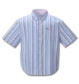大きいサイズ メンズ H by FIGER (エイチバイフィガー) 綿麻ストライプ半袖B.Dシャツ