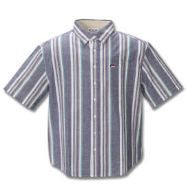 大きいサイズ メンズ H by FIGER (エイチバイフィガー) 綿麻ストライプ半袖B.Dシャツ