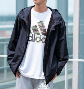 大きいサイズ メンズ adidas (アディダス) ウーブンフードジャケット