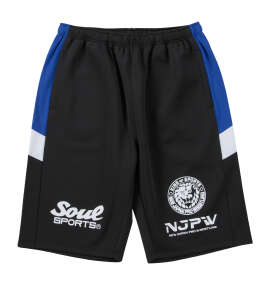 大きいサイズ メンズ SOUL SPORTS×新日本プロレス (ソウル×シンニホンプロレス) ジャージハーフパンツ
