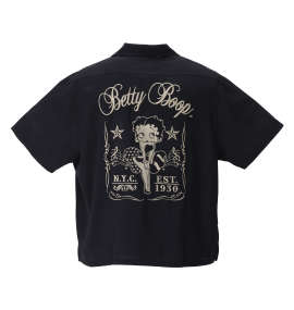 大きいサイズ メンズ BETTY BOOP (ベティ ブープ) 刺繍ストレッチ半袖オープンカラーシャツ