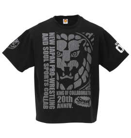 大きいサイズ メンズ SOUL SPORTS×新日本プロレス (ソウル×シンニホンプロレス) コラボ20thライオンロゴ半袖Tシャツ