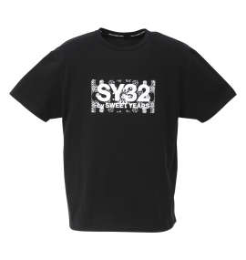大きいサイズ メンズ SY32 by SWEET YEARS (エスワイサーティトゥバイスィートイヤーズ) ペイズリーボックスロゴ半袖Tシャツ