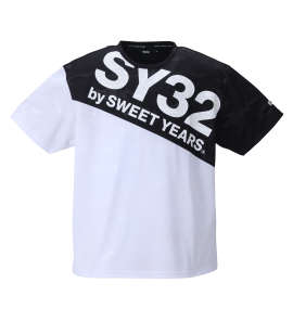 大きいサイズ メンズ SY32 by SWEET YEARS (エスワイサーティトゥバイスィートイヤーズ) エンボスカモスポーツ半袖Tシャツ