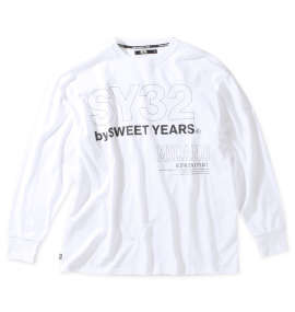 大きいサイズ メンズ SY32 by SWEET YEARS (エスワイサーティトゥバイスィートイヤーズ) スティックアウトロゴ長袖Tシャツ