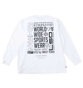 大きいサイズ メンズ SY32 by SWEET YEARS (エスワイサーティトゥバイスィートイヤーズ) マルチロゴバックプリント長袖Tシャツ