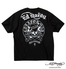 Ed Hardy 天竺プリントポケット付半袖Tシャツ