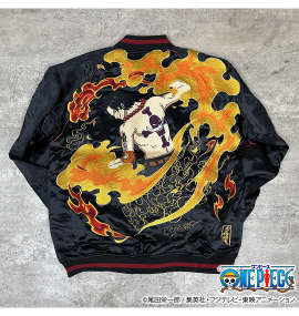 大きいサイズ メンズ 絡繰魂×ONE PIECE (カラクリダマシイ×ワンピース) エース×白ひげ  リバーシブルスカジャン