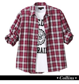 大きいサイズ メンズ COLLINS (コリンズ) シャツ+Tシャツ半袖