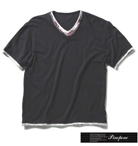 大きいサイズ メンズ Pincponc (ピンクポンク) フェイクレイヤードVTシャツ半袖