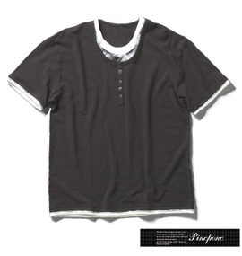 大きいサイズ メンズ Pincponc (ピンクポンク) YヘンリーTシャツ(半袖)