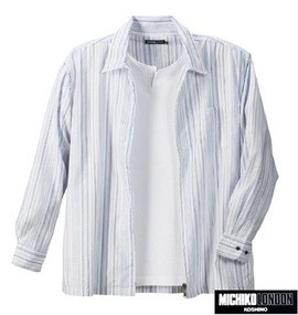 大きいサイズ メンズ MICHIKO LONDON KOSHINO (ミチコロンドンコシノ) ジップシャツ+キーネックT半袖