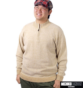 大きいサイズ メンズ MICHIKO LONDON KOSHINO (ミチコロンドンコシノ) モールハーフジップセーター