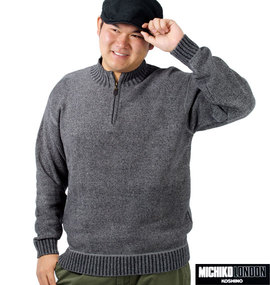 大きいサイズ メンズ MICHIKO LONDON KOSHINO (ミチコロンドンコシノ) モールハーフジップセーター