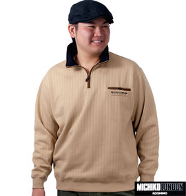 MICHIKO LONDON KOSHINO 針抜き裏起毛ハーフジップカットソー