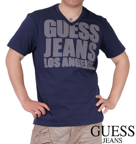 大きいサイズ メンズ GUESS (ゲスジーンズ) VネックTシャツ