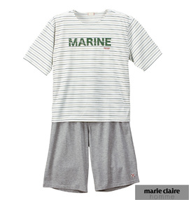大きいサイズ メンズ marie claire homme (マリクレールオム) ホームウェア/半袖T+ハーフパンツ