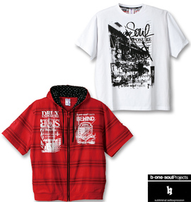 大きいサイズ メンズ b-one-soul (ビーワンソウル) パーカー+Tシャツ(半袖)